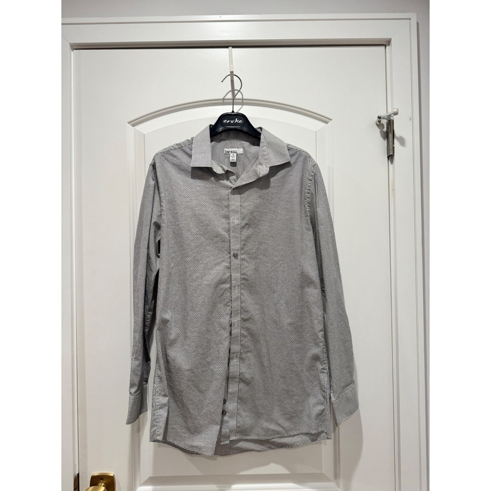Bar III Mens Slim Fit Stretch‎ Dress Shirt Button Down White Black Pattern M